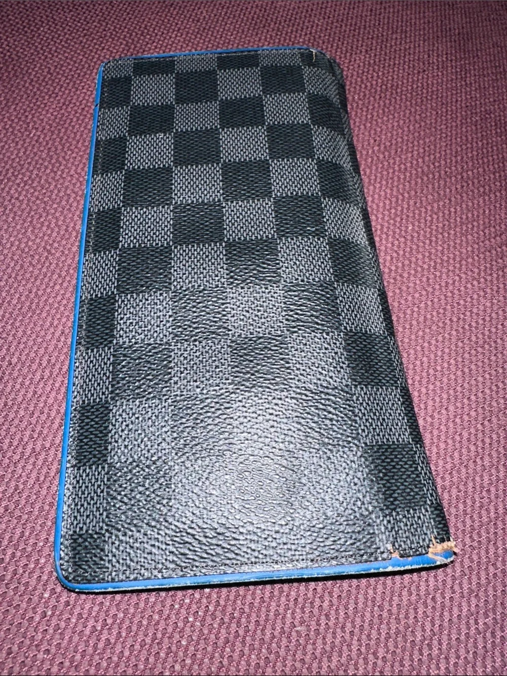 Louis Vuitton Graphite Coated Canvas & Blue Leather Long Brazza Wallet - Picture 2 of 9